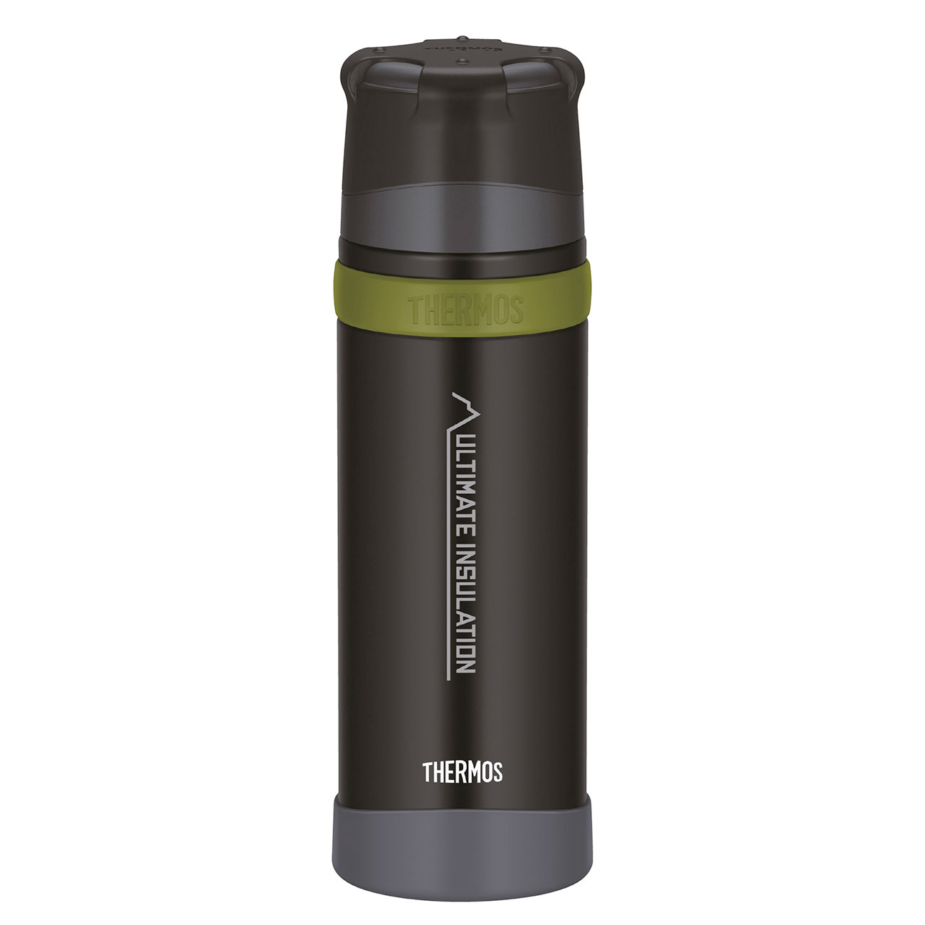 Thermos Isolierflasche Mountain Beverage 0,75 Liter matt schwarz inkl. Trinkbecher