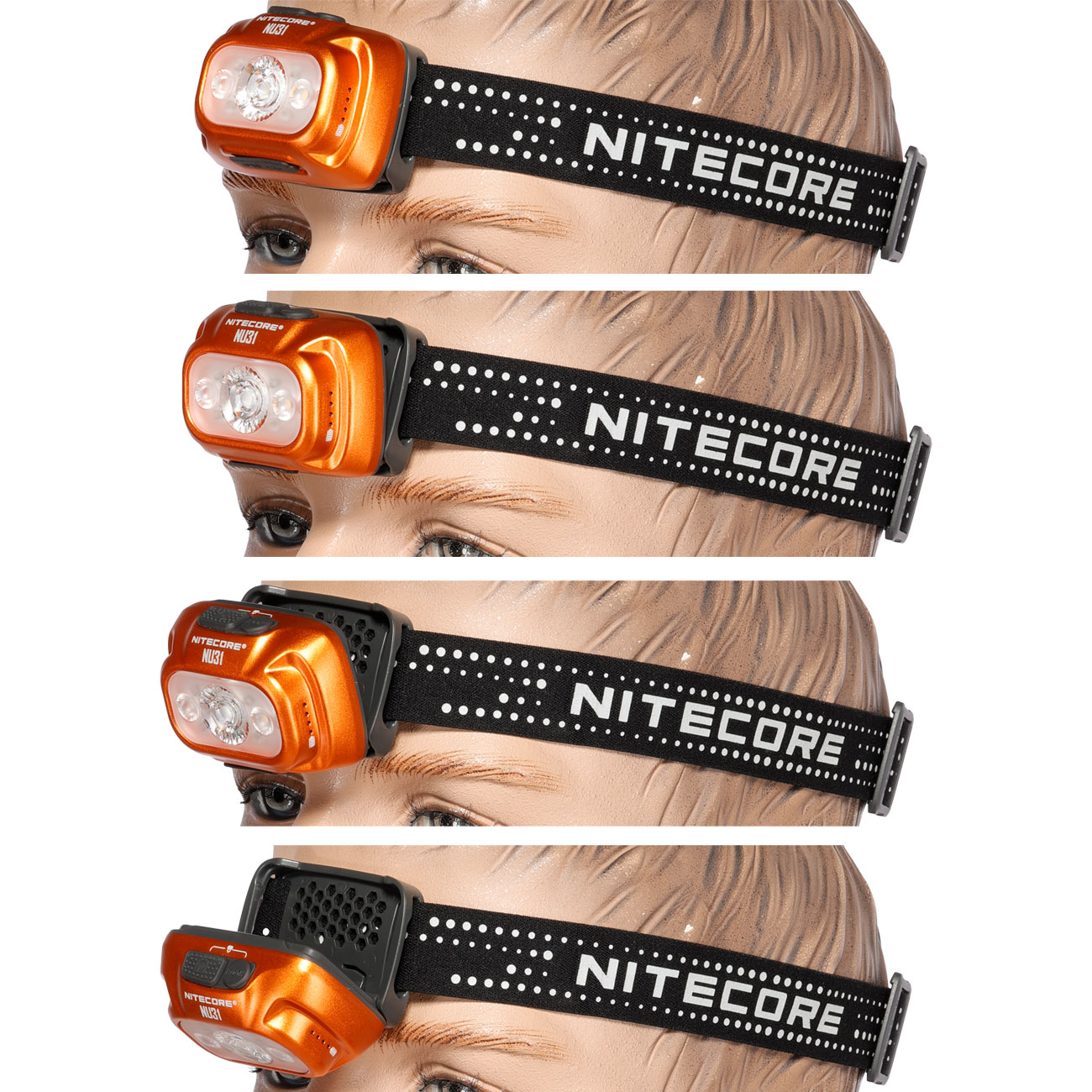 Nitecore LED-Stirnlampe NU31 - 550 Lumen orange inkl. USB-C Ladekabel und Kopfband Bild 2