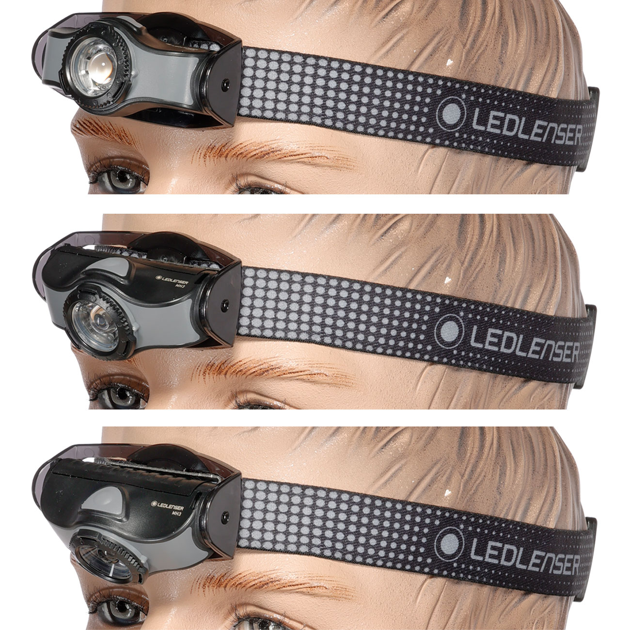 LED Lenser LED-Stirnlampe MH3 - 200 Lumen grau inkl. Stirnband und AA-Batterie Bild 2