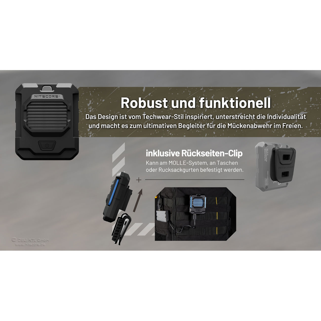 Nitecore Mckenabwehrgert EMR05 TAC schwarz inkl. USB-C Ladekabel und MOLLE Halterung Bild 10