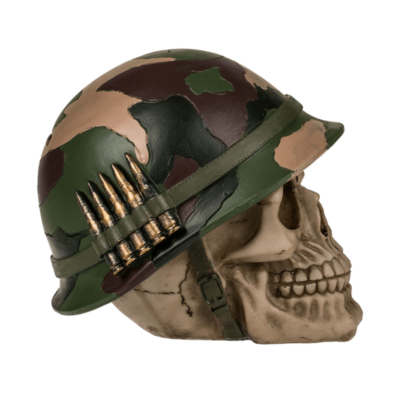 Spardose Totenkopf mit Armyhelm 15 cm inkl. Schlssel Bild 1