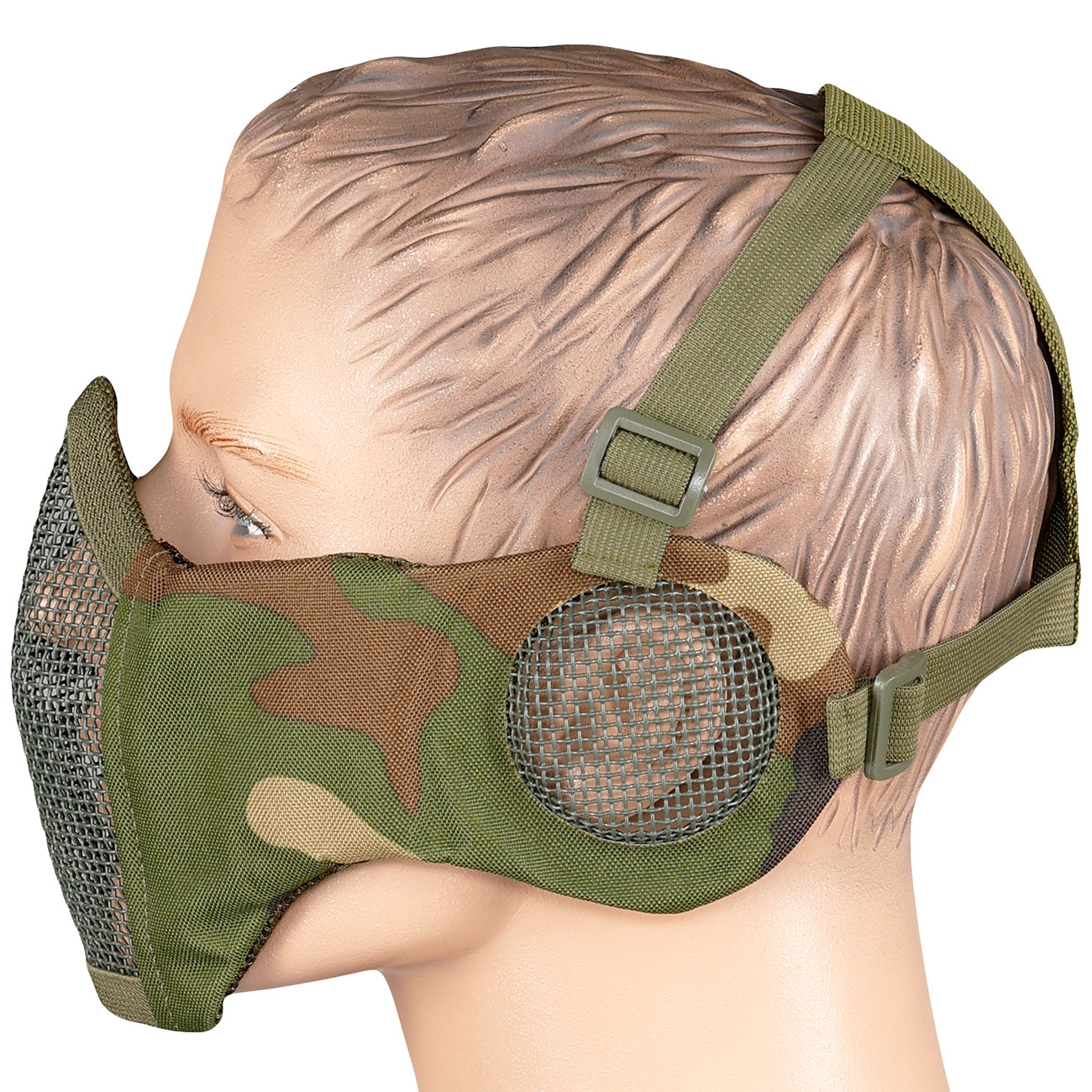 WoSport WST Battlefield Glory Airsoft Gittermaske Lower Face mit Ohrabdeckung woodland Bild 2