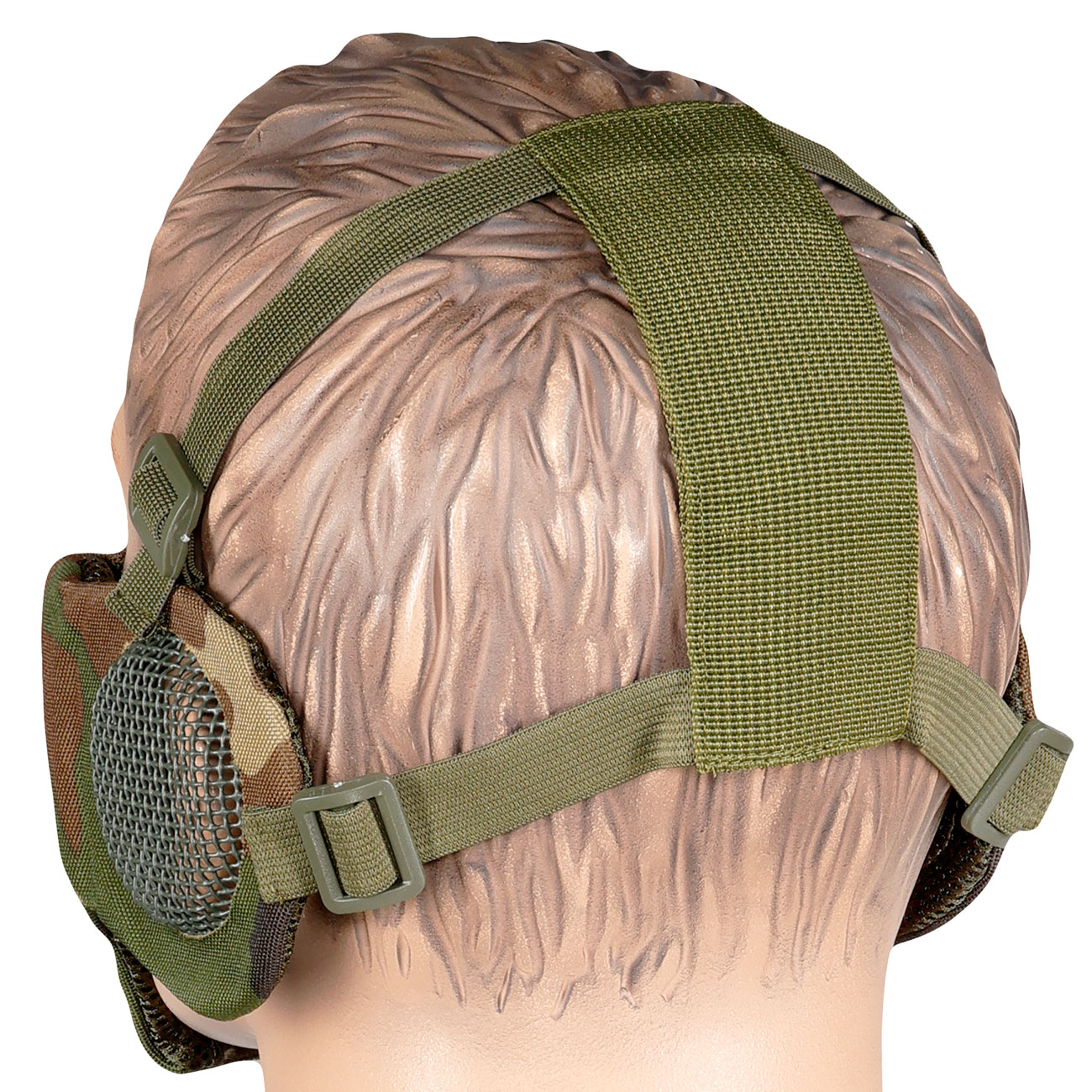 WoSport WST Battlefield Glory Airsoft Gittermaske Lower Face mit Ohrabdeckung woodland Bild 3