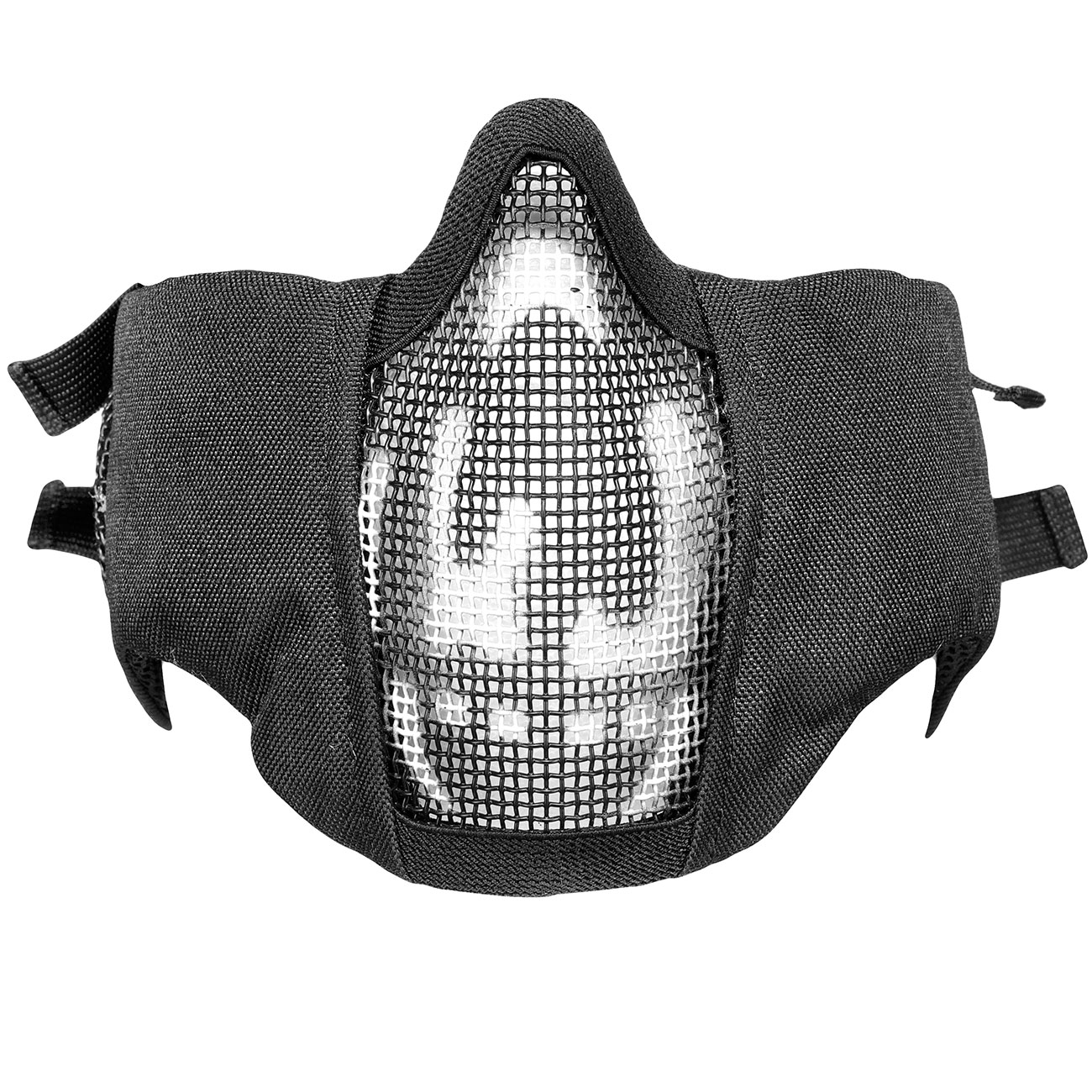 WoSport WST Battlefield Glory Airsoft Gittermaske Lower Face mit Ohrabdeckung Black Skull Bild 5