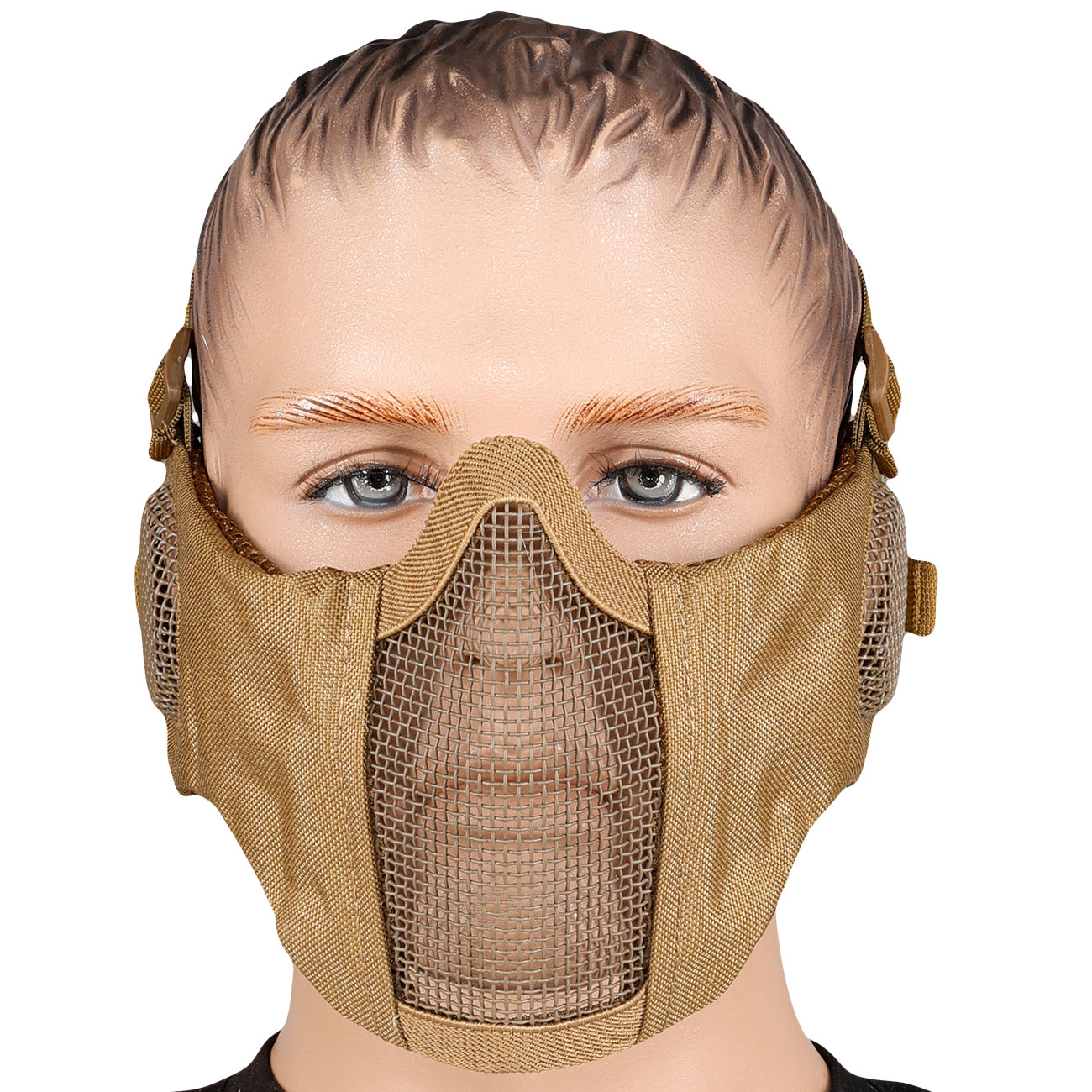 WoSport WST Battlefield Glory Airsoft Gittermaske Lower Face mit Ohrabdeckung tan Bild 1