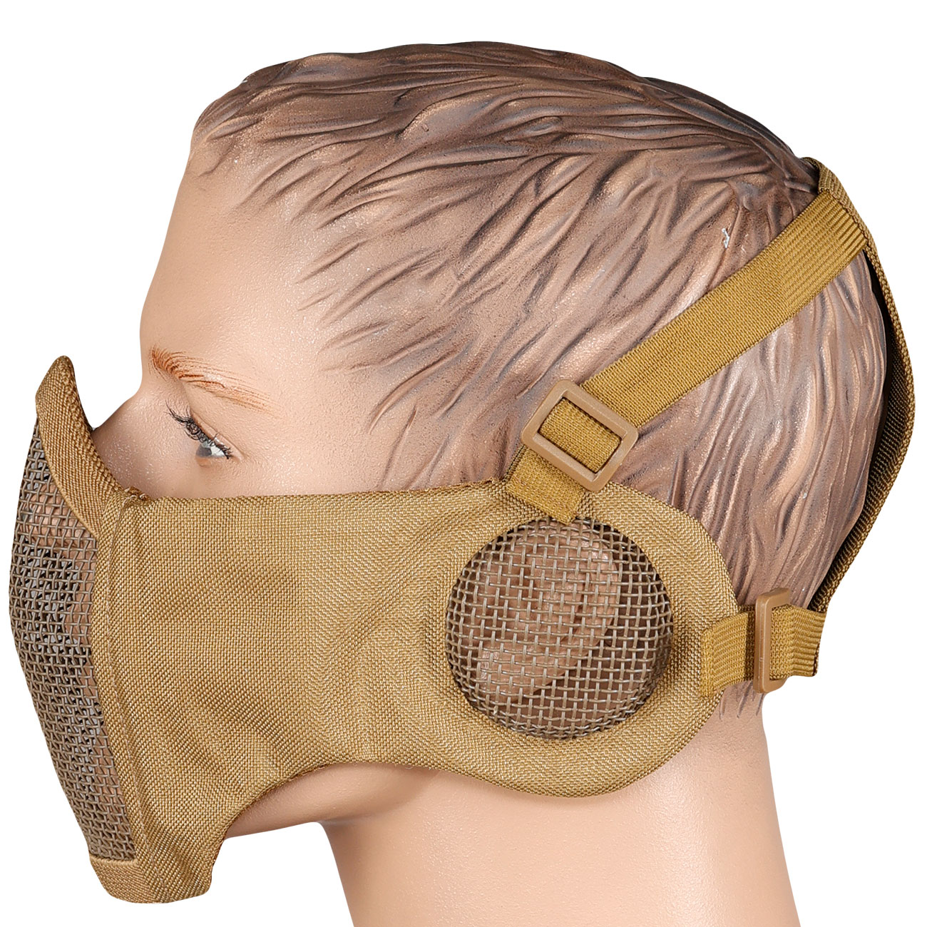 WoSport WST Battlefield Glory Airsoft Gittermaske Lower Face mit Ohrabdeckung tan Bild 2