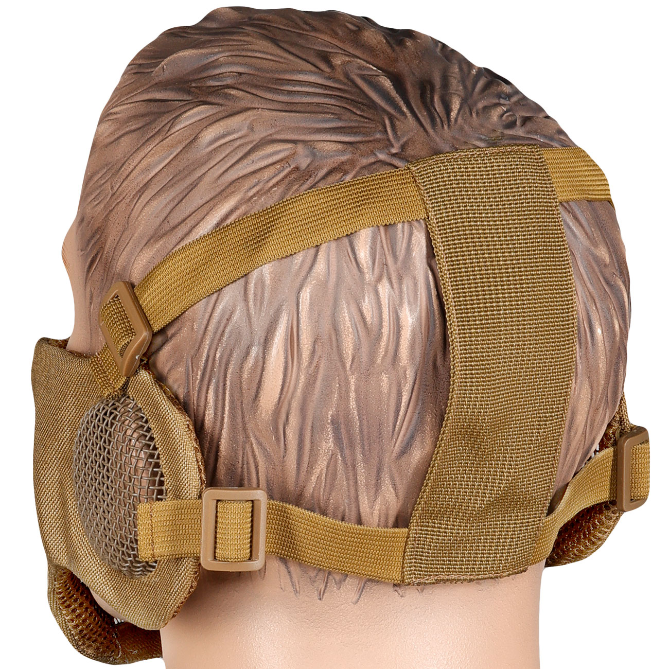 WoSport WST Battlefield Glory Airsoft Gittermaske Lower Face mit Ohrabdeckung tan Bild 3