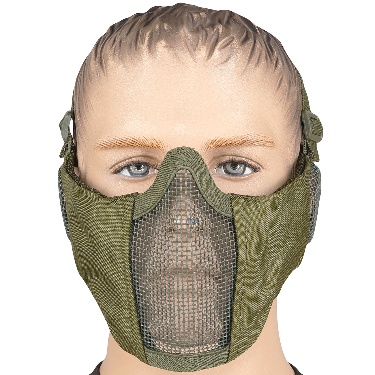 WoSport WST Battlefield Glory Airsoft Gittermaske Lower Face mit Ohrabdeckung oliv Bild 1