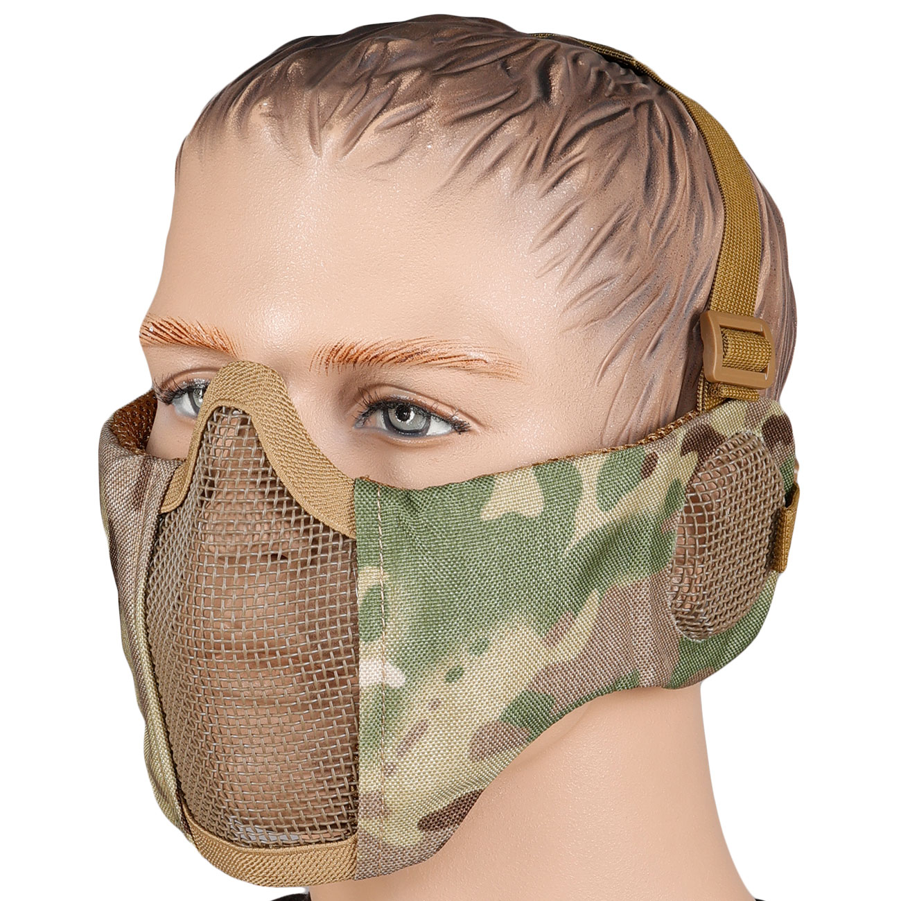 WoSport WST Battlefield Glory Airsoft Gittermaske Lower Face mit Ohrabdeckung camo