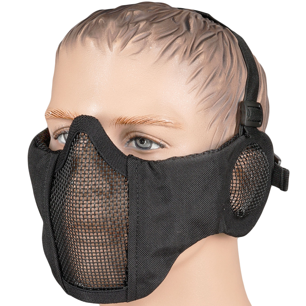 WoSport WST Battlefield Glory Airsoft Gittermaske Lower Face mit Ohrabdeckung schwarz