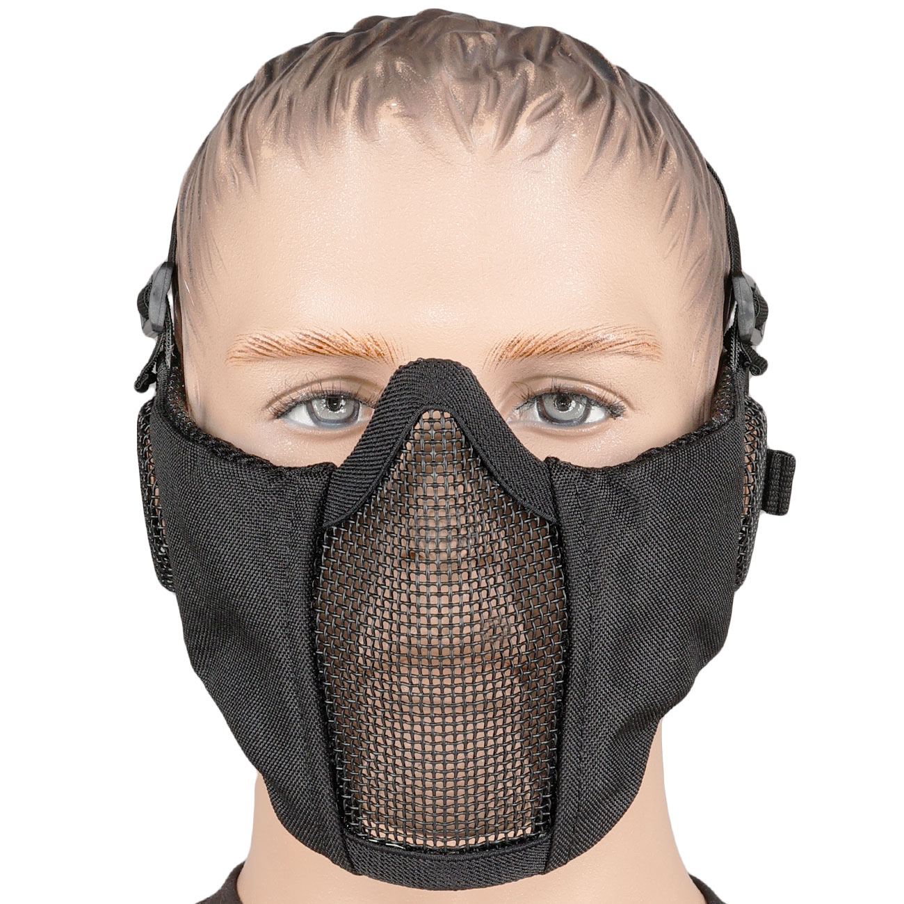 WoSport WST Battlefield Glory Airsoft Gittermaske Lower Face mit Ohrabdeckung schwarz Bild 1