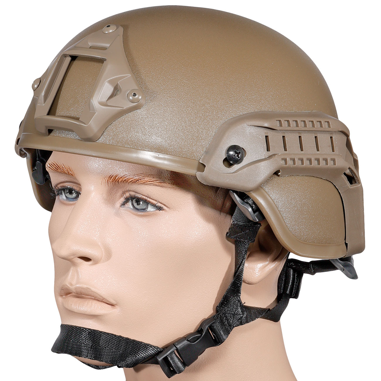 WoSport Airsoft Helm MICH 2000 Standard Style mit NVG Mount verstellbar tan