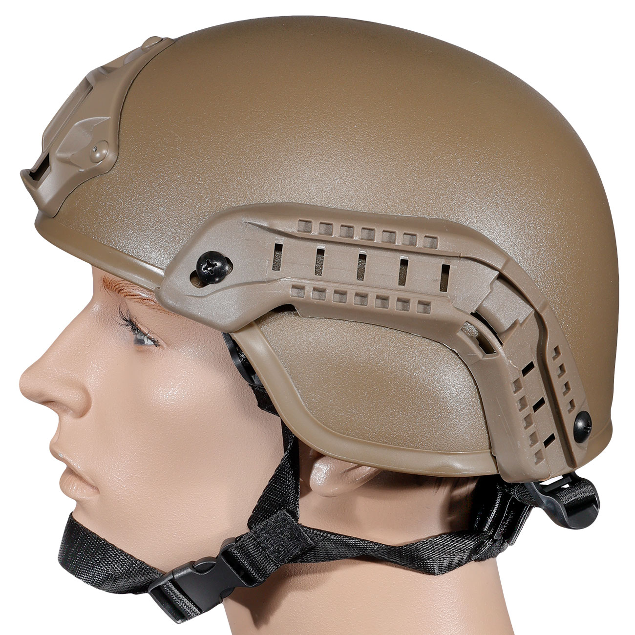 WoSport Airsoft Helm MICH 2000 Standard Style mit NVG Mount verstellbar tan Bild 2