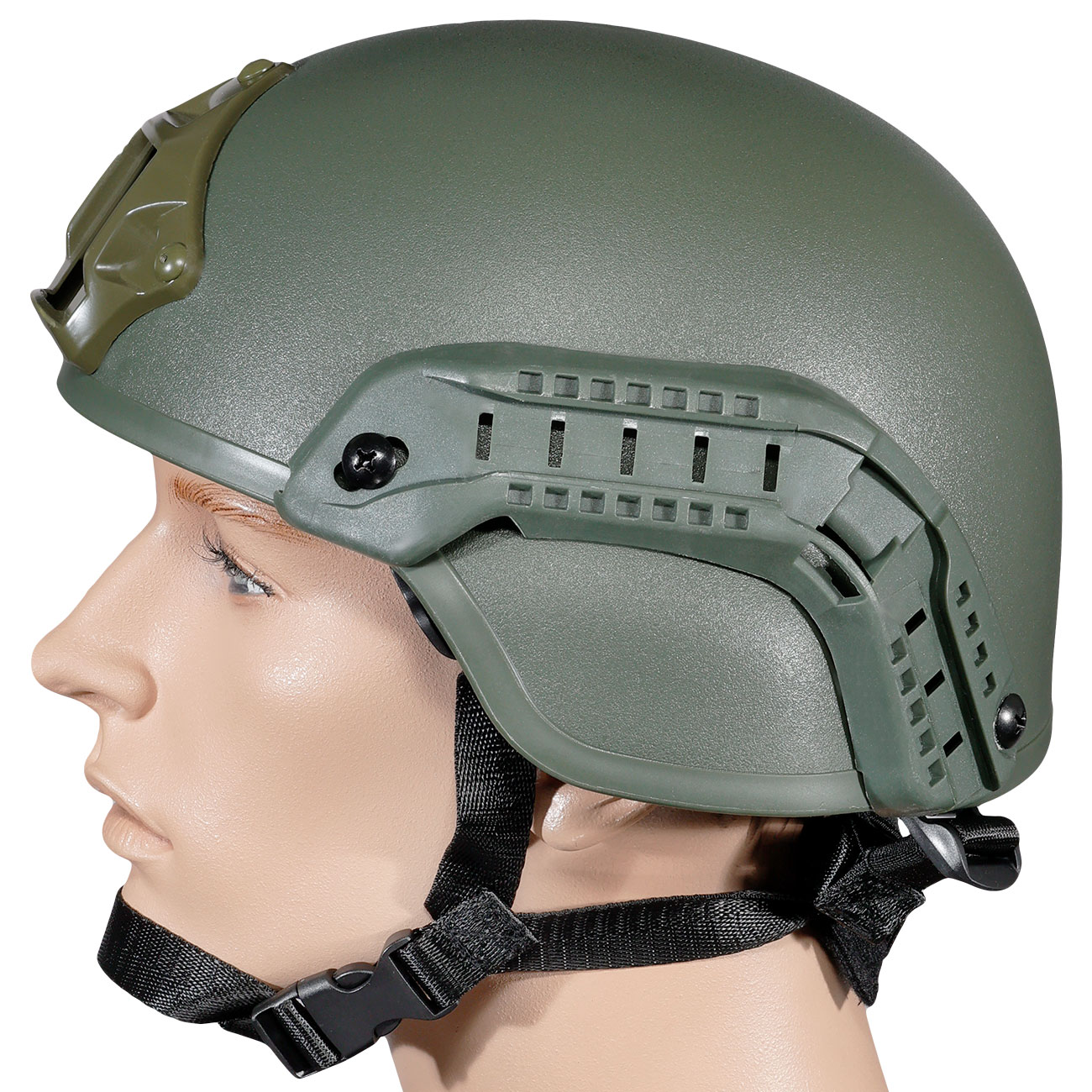 WoSport Airsoft Helm MICH 2000 Standard Style mit NVG Mount verstellbar oliv Bild 2