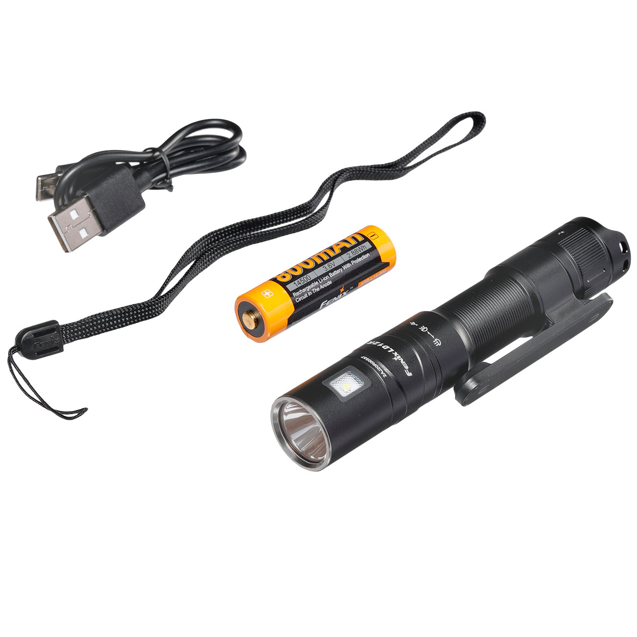 Fenix LED-Taschenlampe LD12R 600 Lumen schwarz inkl. Akku, magnetischer Grtelclip, Ladekabel und Lanyard Bild 4