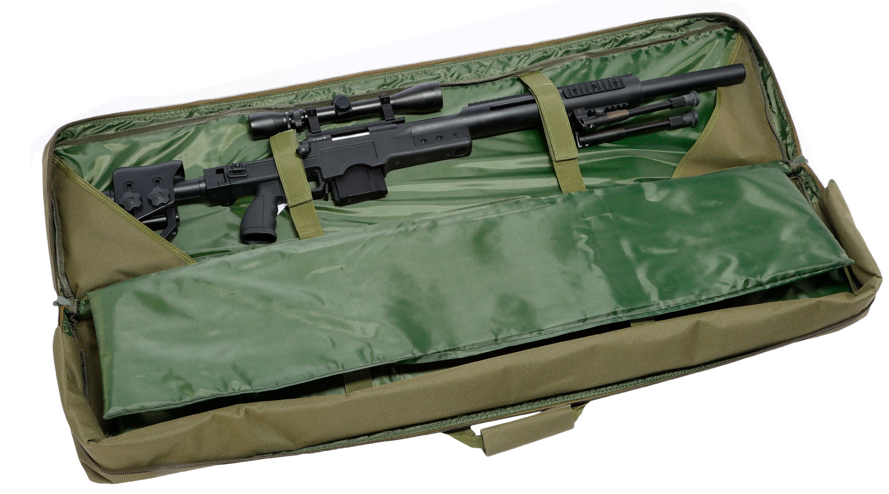 WoSport 46 Zoll / 117 cm Deluxe Double Soft Rifle Bag / Gewehr-Futteral f. 2 Gewehre oliv Bild 5