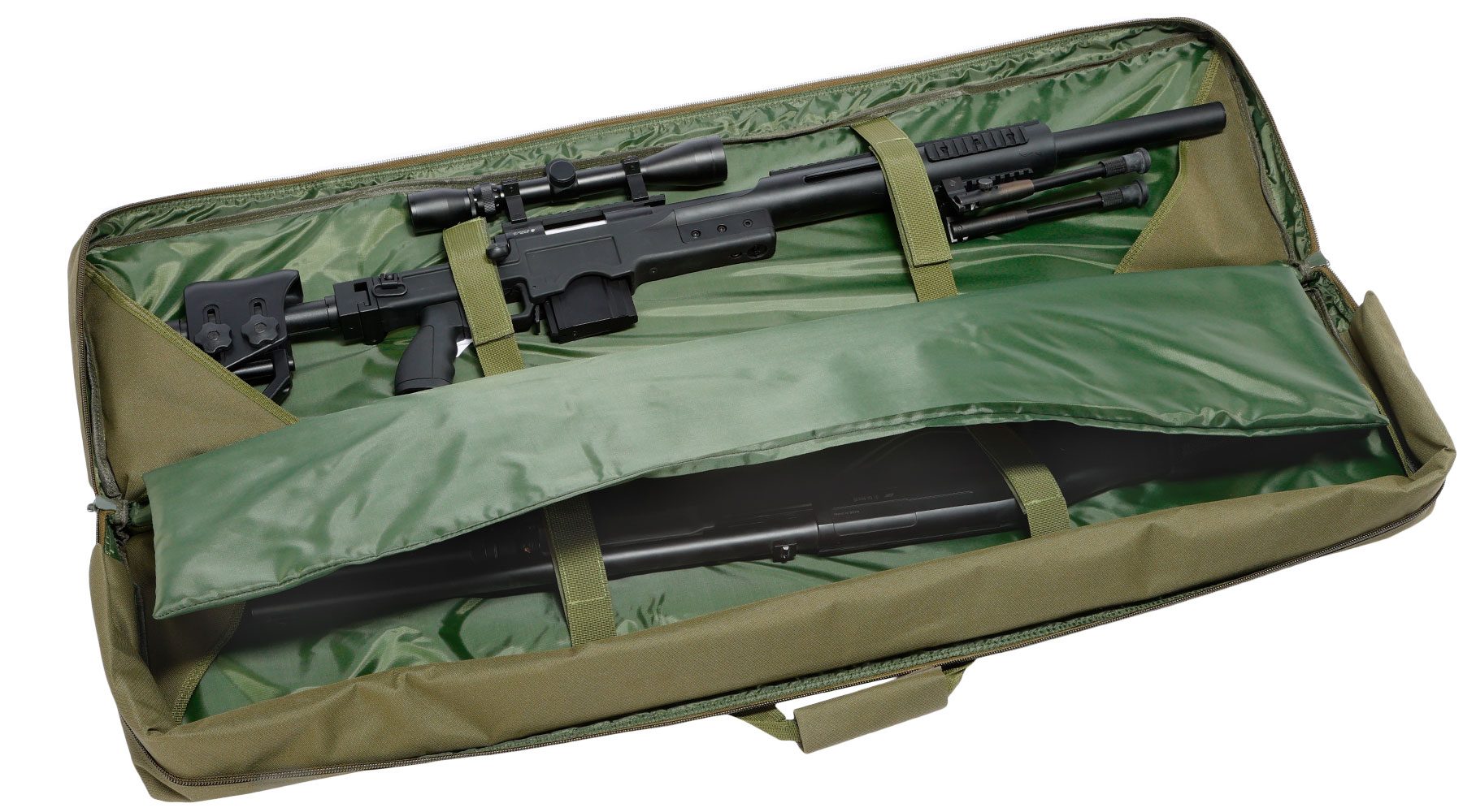 WoSport 46 Zoll / 117 cm Deluxe Double Soft Rifle Bag / Gewehr-Futteral f. 2 Gewehre oliv Bild 7