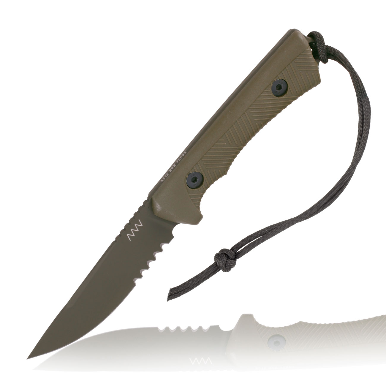 ANV Knives Outdoormesser P200 mit Sgezahnung Sleipner Stahl Cerakote oliv inkl. Kydexscheide