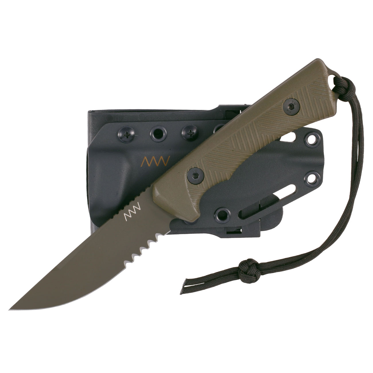 ANV Knives Outdoormesser P200 mit Sgezahnung Sleipner Stahl Cerakote oliv inkl. Kydexscheide Bild 3