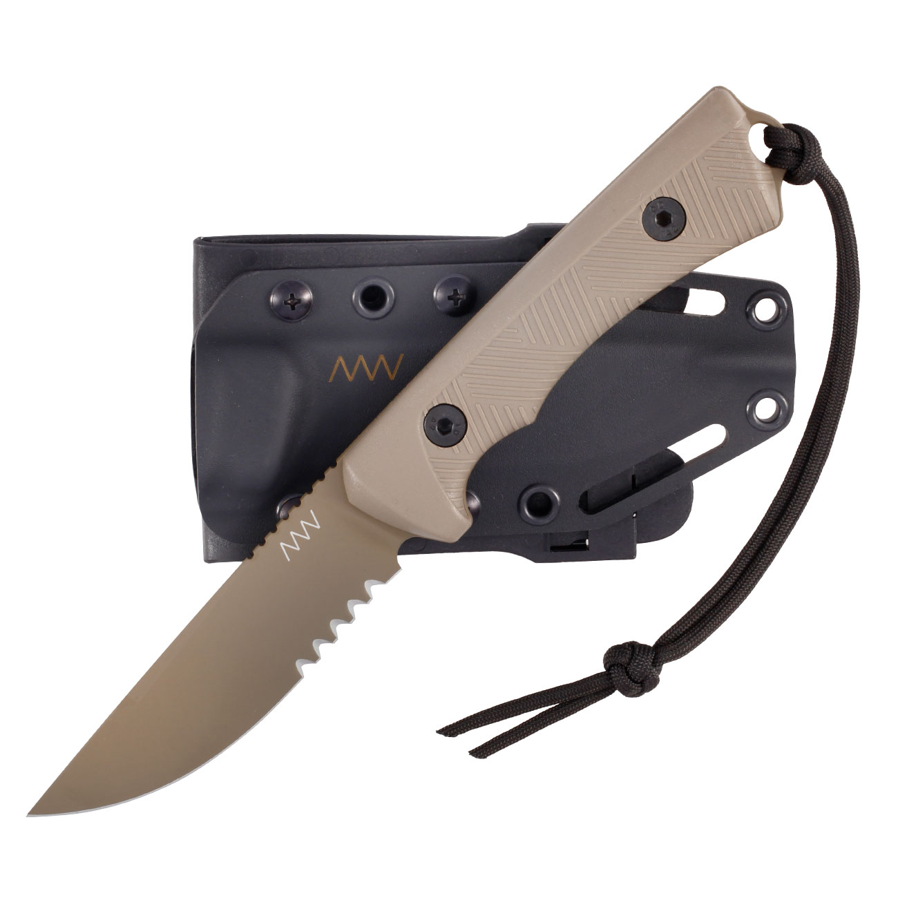 ANV Knives Outdoormesser P200 mit Sgezahnung Sleipner Stahl Cerakote coyote inkl. Kydexscheide Bild 3