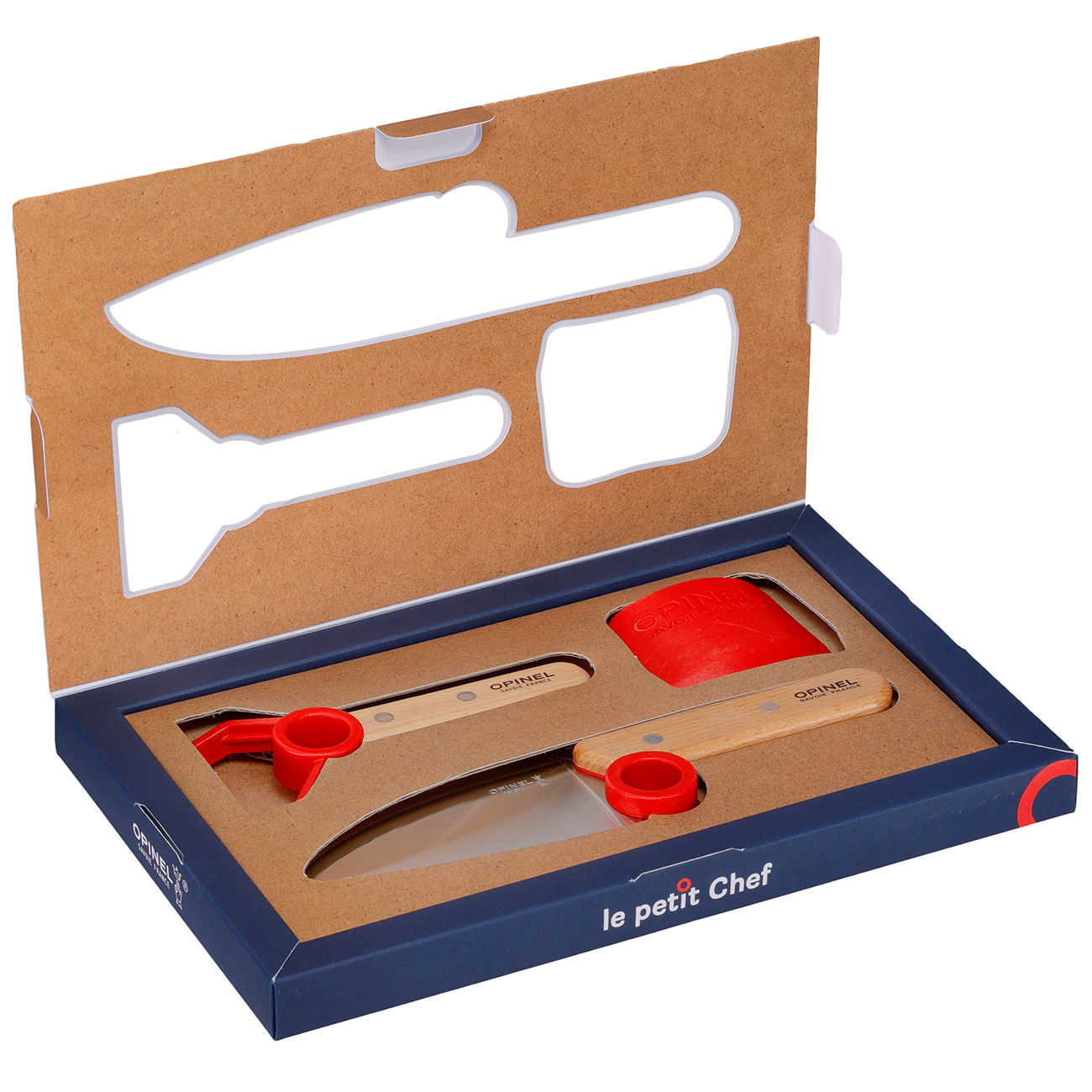 Opinel Kchenset fr Kinder le petit chef rot 3-teilig Messer, Schler und Fingerschutz Bild 1