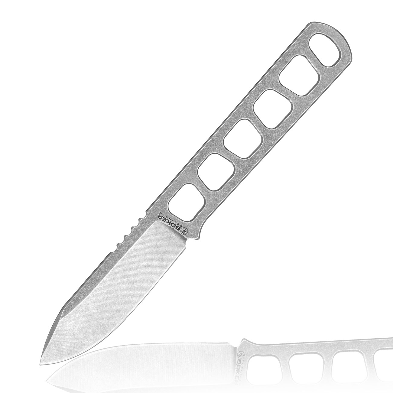 Bker Neck Knife BFF Packlite silber inkl. Kydexscheide und Kugelkette