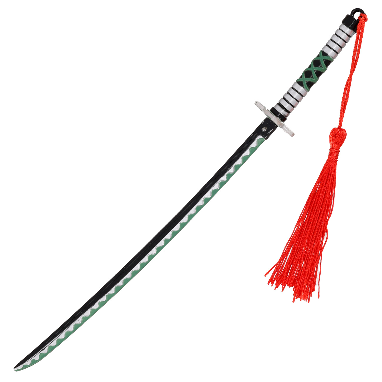 Schlsselanhnger Mini Katana Demon Slayer Sanemi schwarz/grn inkl. Scheide und Schwertstnder Bild 1