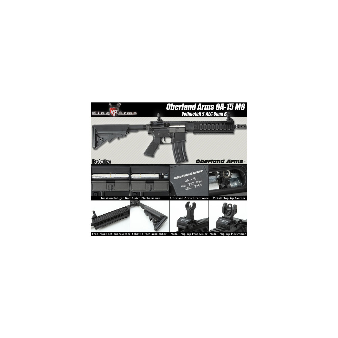 Versandrcklufer King Arms Oberland Arms OA-15 M8 Vollmetall S-AEG 6mm BB