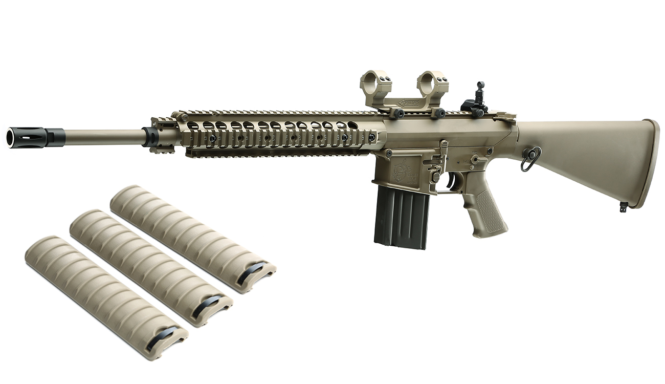 Versandrcklufer Ares / KAC SR-25 M110 SASS Vollmetall EFC-System S-AEG 6mm BB Dark Earth