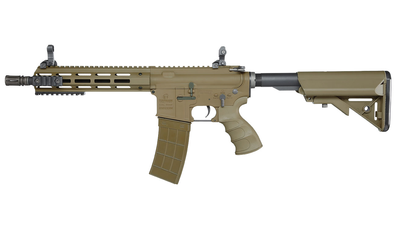 Versandrcklufer Tippmann M4 Recon CQB 9.5 Zoll M-LOK Polymer S-AEG 6mm BB Tan Bild 1