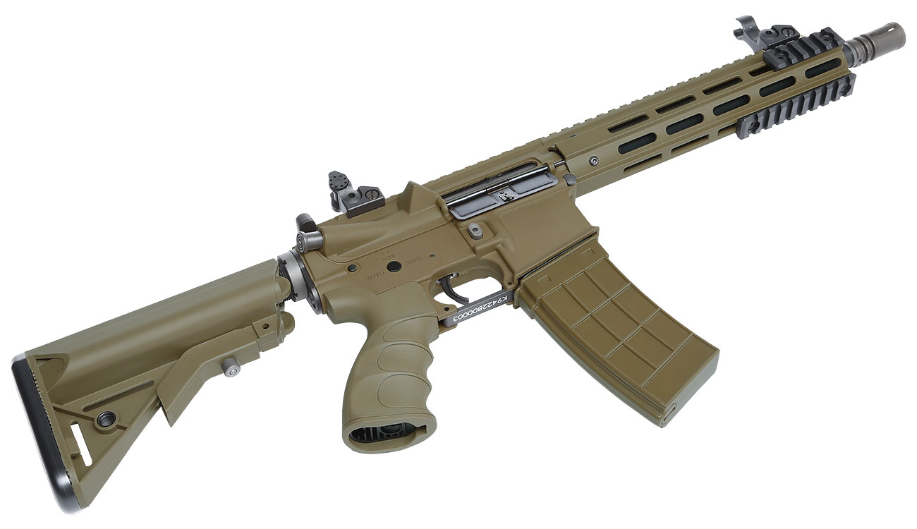 Versandrcklufer Tippmann M4 Recon CQB 9.5 Zoll M-LOK Polymer S-AEG 6mm BB Tan Bild 4