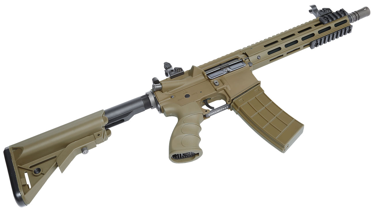 Versandrcklufer Tippmann M4 Recon CQB 9.5 Zoll M-LOK Polymer S-AEG 6mm BB Tan Bild 5