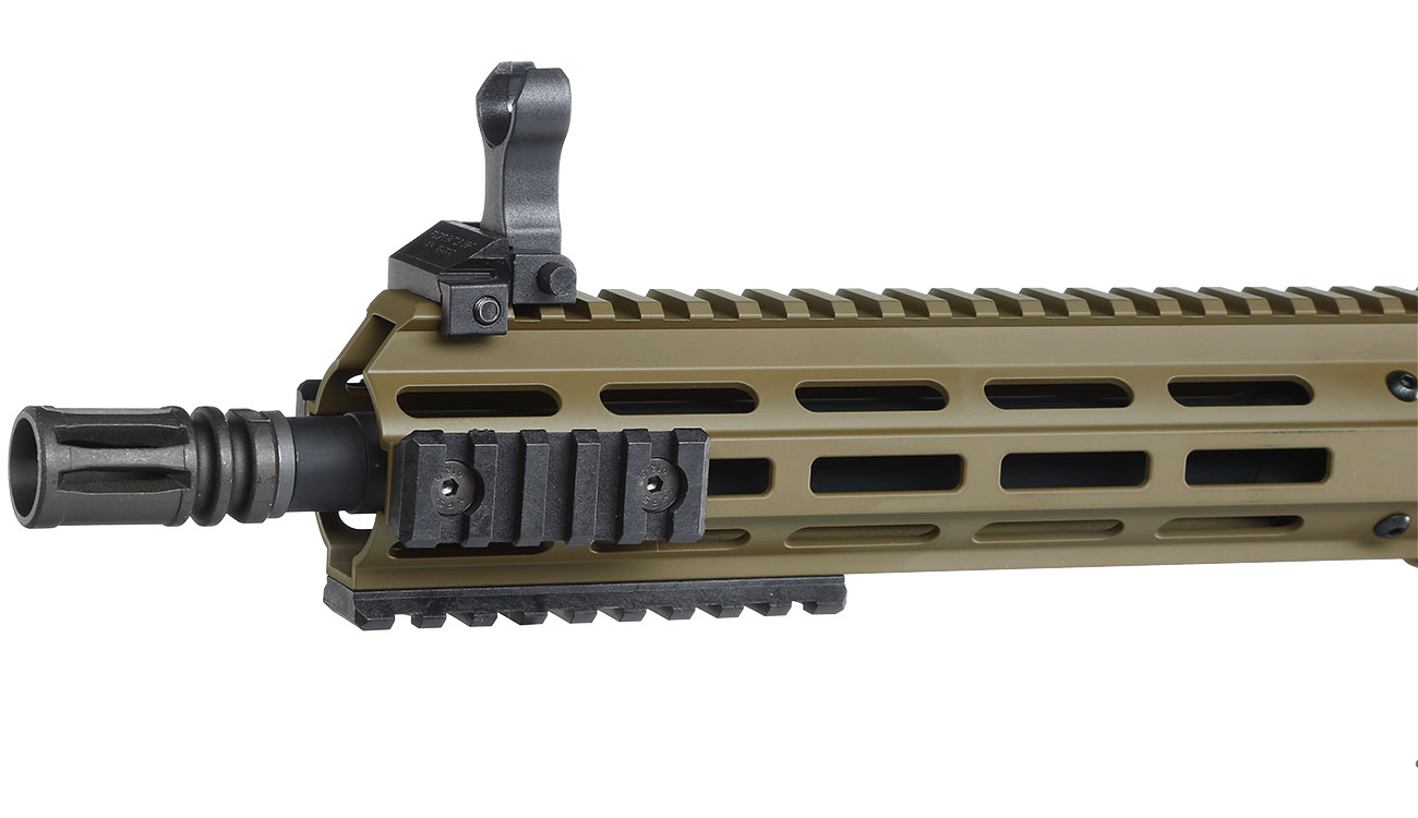 Versandrcklufer Tippmann M4 Recon CQB 9.5 Zoll M-LOK Polymer S-AEG 6mm BB Tan Bild 6