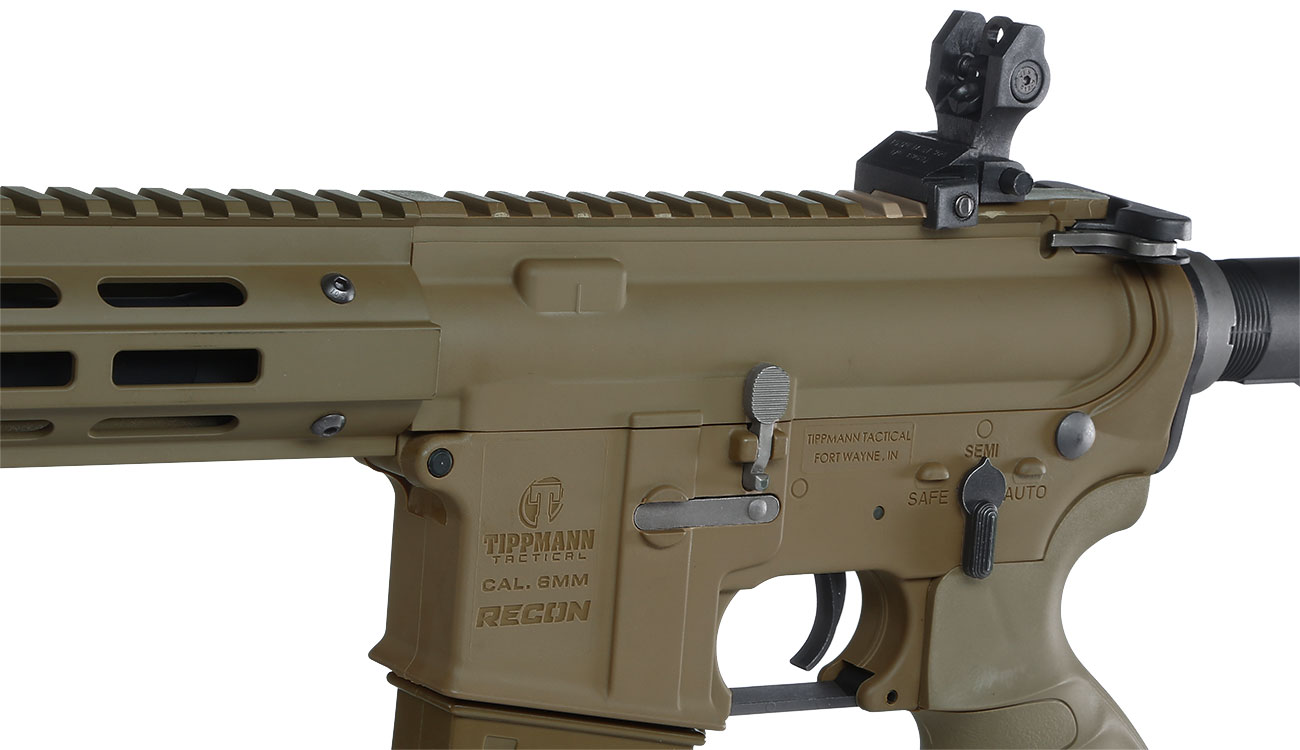 Versandrcklufer Tippmann M4 Recon CQB 9.5 Zoll M-LOK Polymer S-AEG 6mm BB Tan Bild 7