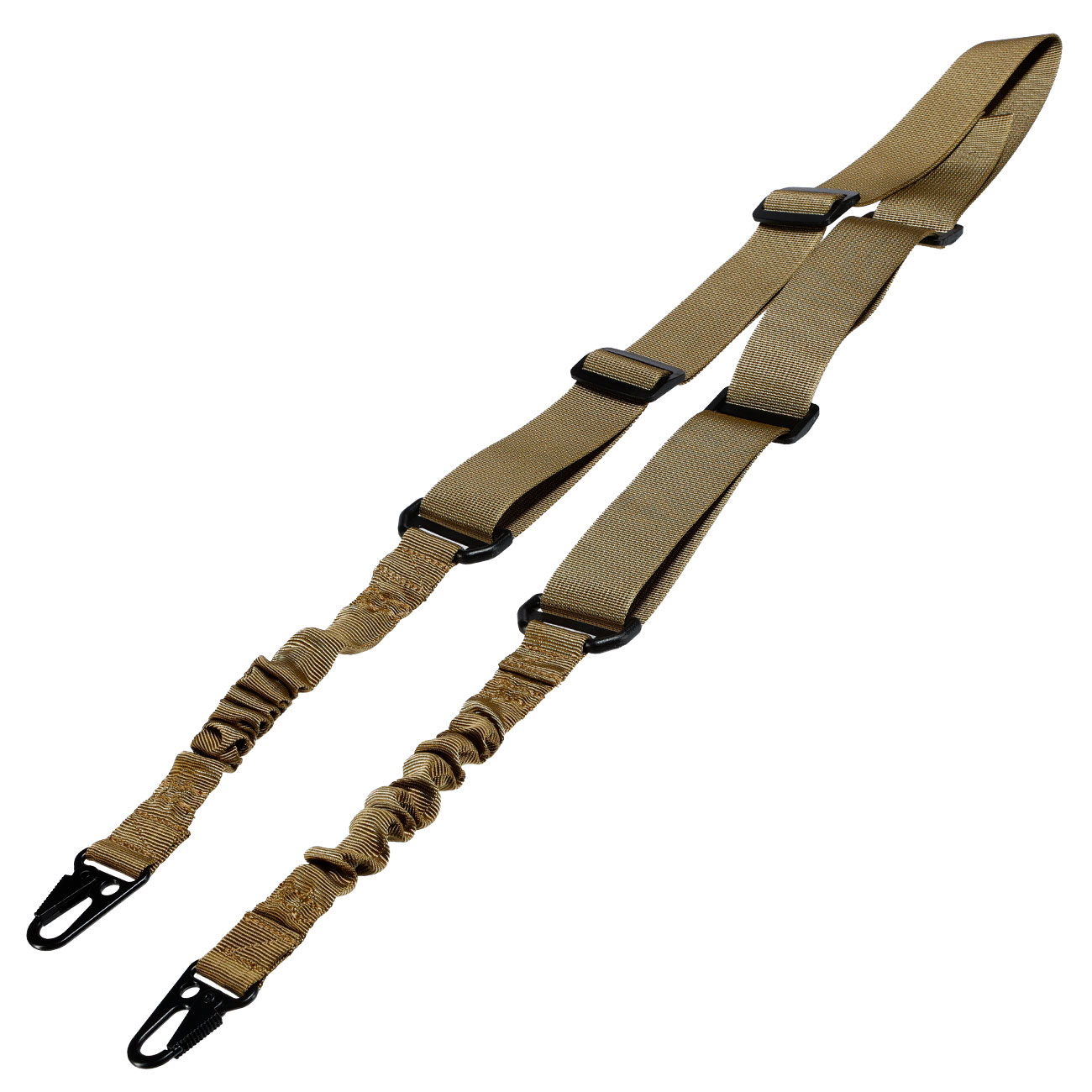 WoSport 2-Punkt Tragegurt Dual Bungee Universal Tactical mit Metallkarabiner tan Bild 1