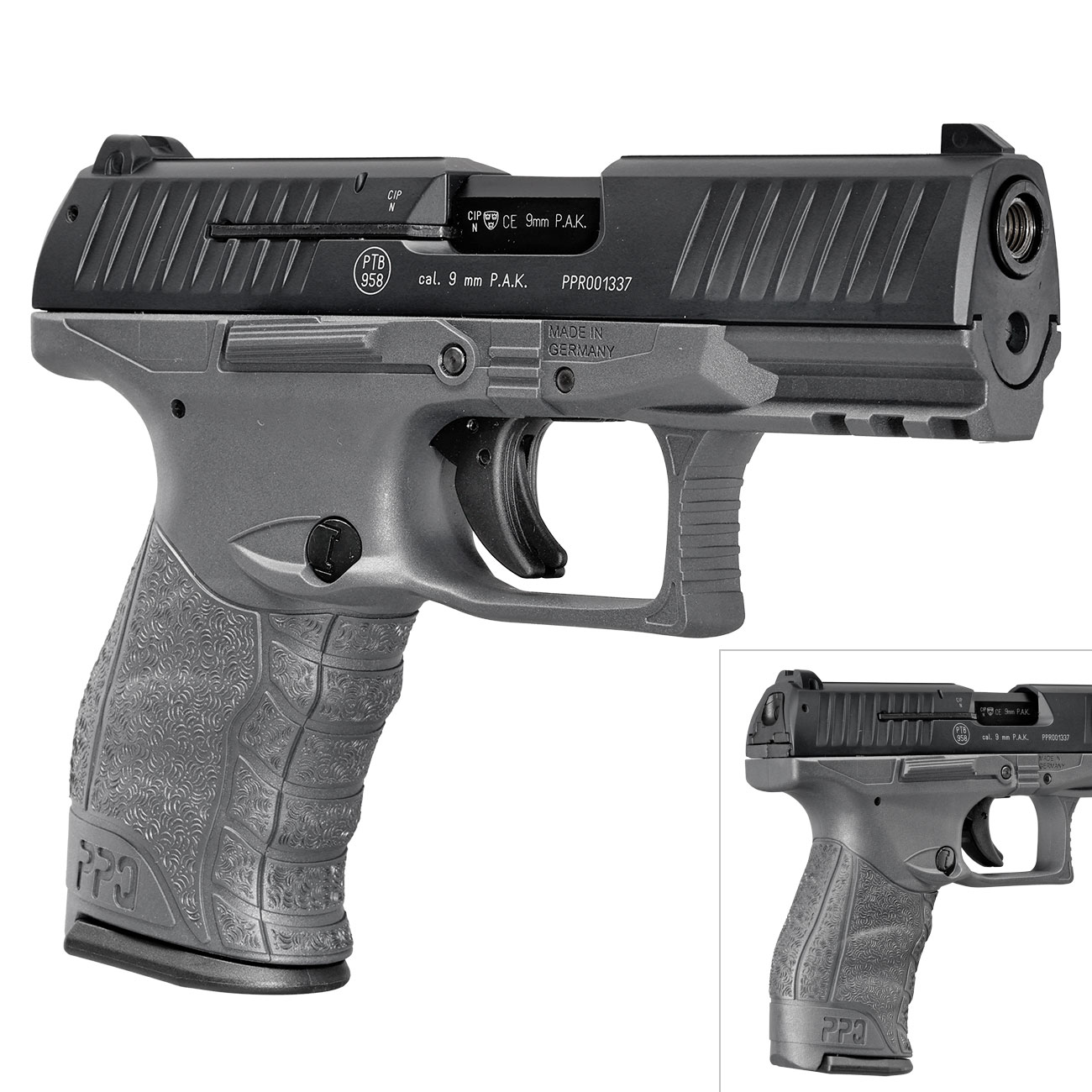 Walther PPQ M2 Schreckschuss Pistole 9mm P.A.K. Cerakote Tungsten Gray Sondermodell Bild 9