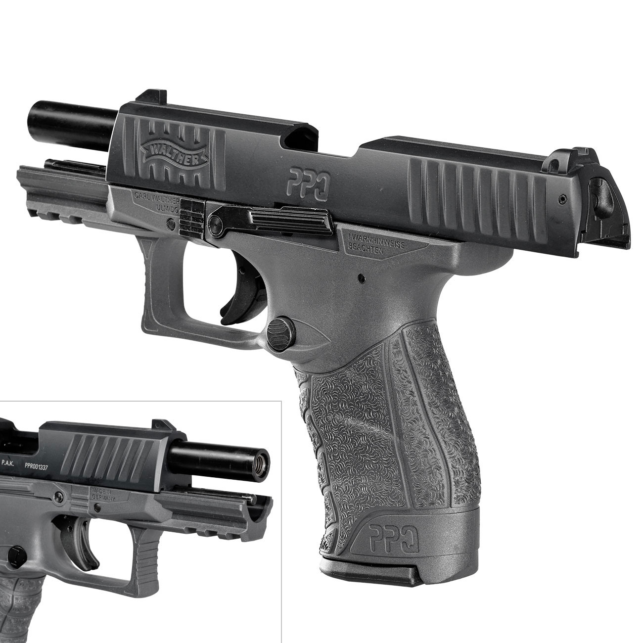 Walther PPQ M2 Schreckschuss Pistole 9mm P.A.K. Cerakote Tungsten Gray Sondermodell inkl. 100 Schuss Platzpatronen Bild 8