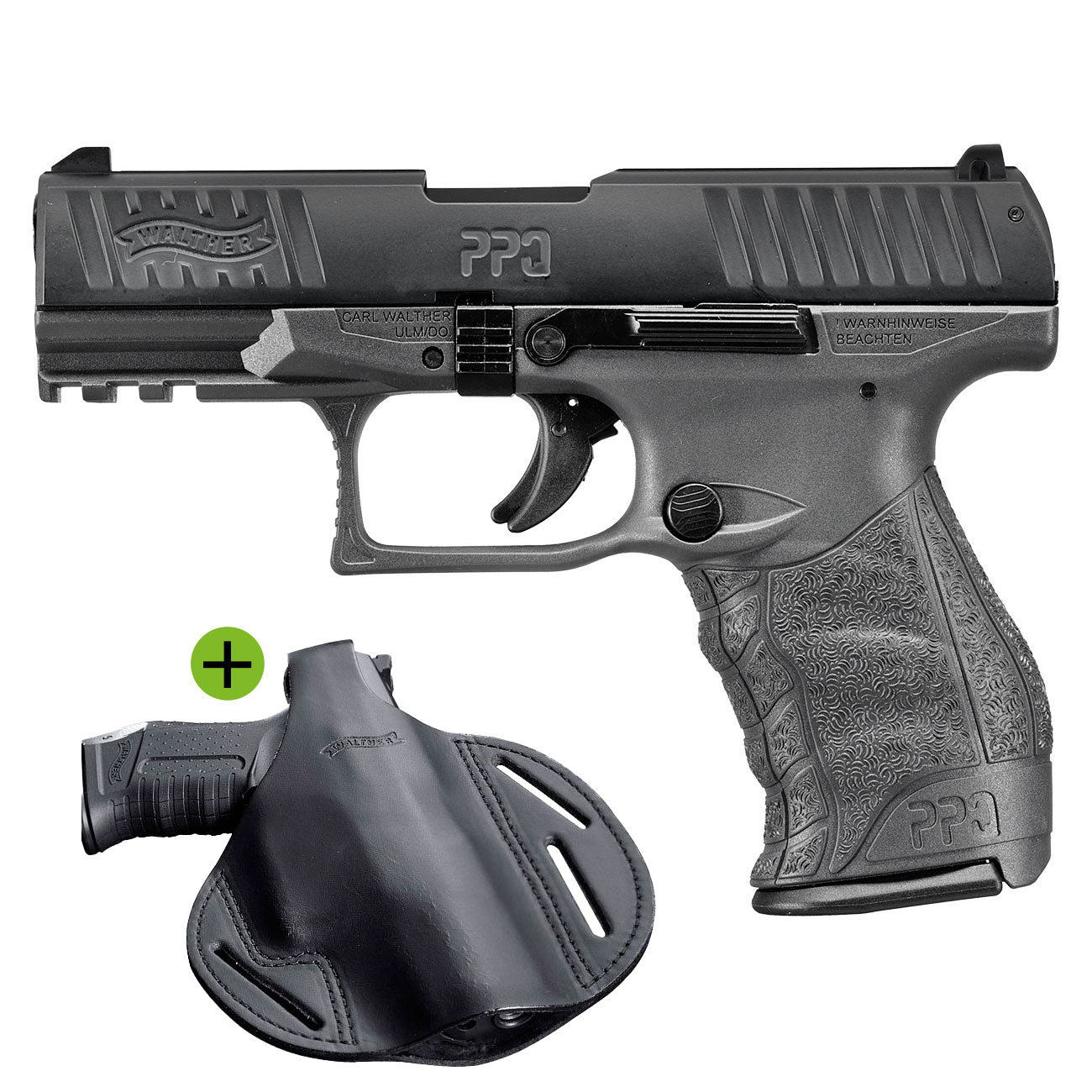 Walther PPQ M2 Schreckschuss Pistole 9mm P.A.K. Cerakote Tungsten Gray Sondermodell inkl. Leder-Passformholster