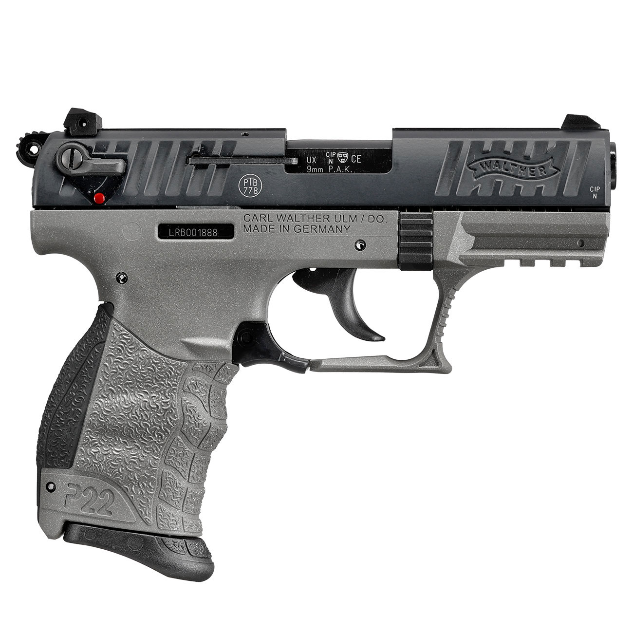 Walther P22Q Schreckschuss Pistole 9mm P.A.K. Cerakote Meteor Gray Sondermodell inkl. 100 Schuss Platzpatronen Bild 3