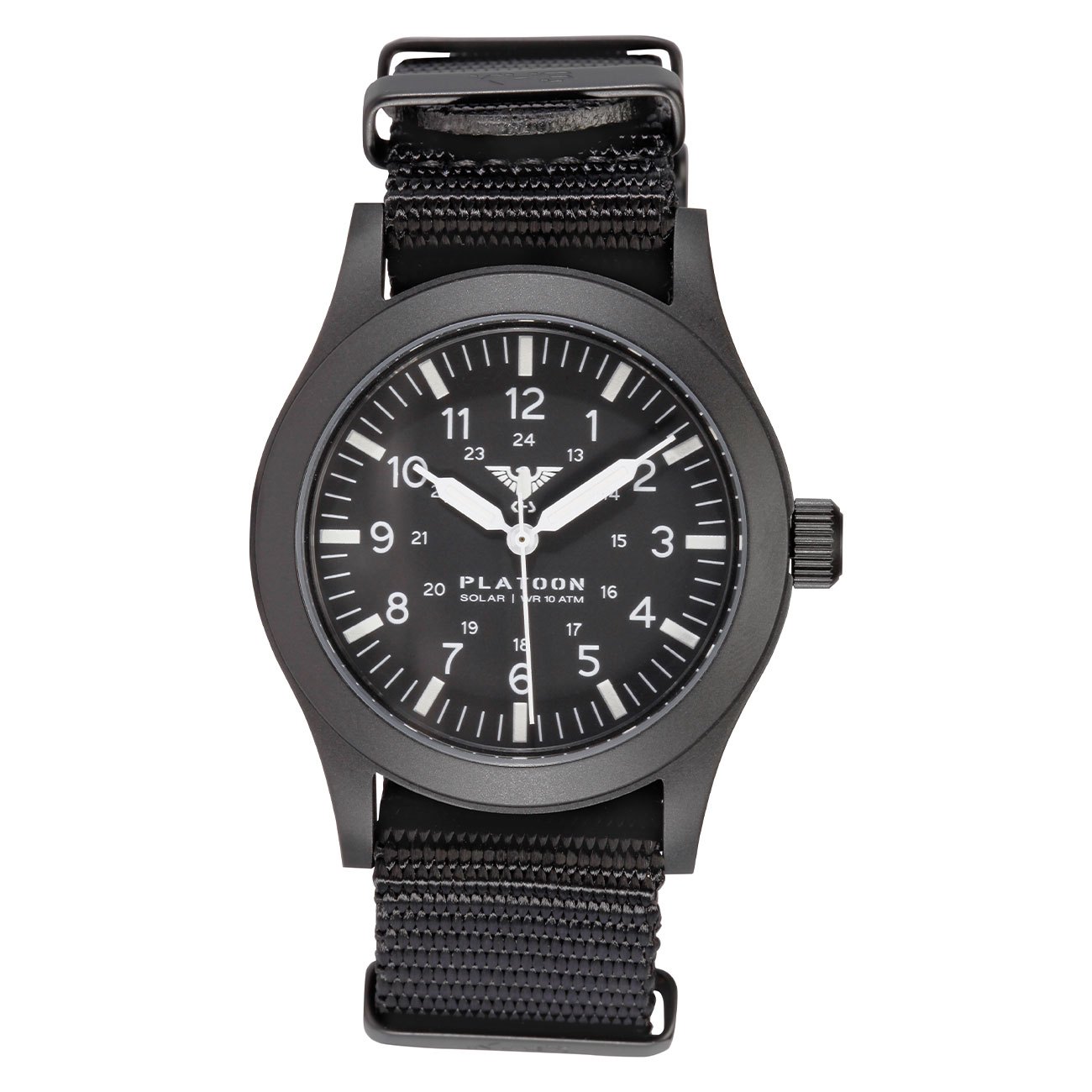 KHS Armbanduhr Platoon Black Steel Solar Natoband schwarz