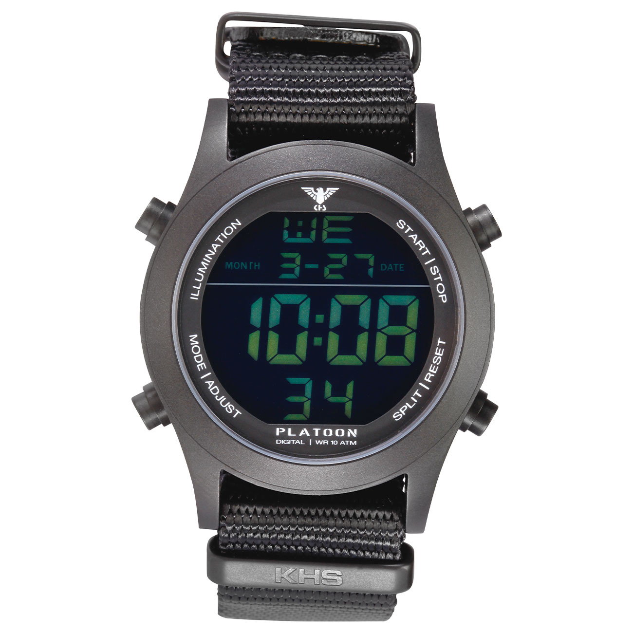 KHS Armbanduhr Platoon Black Steel Digital Natoband schwarz