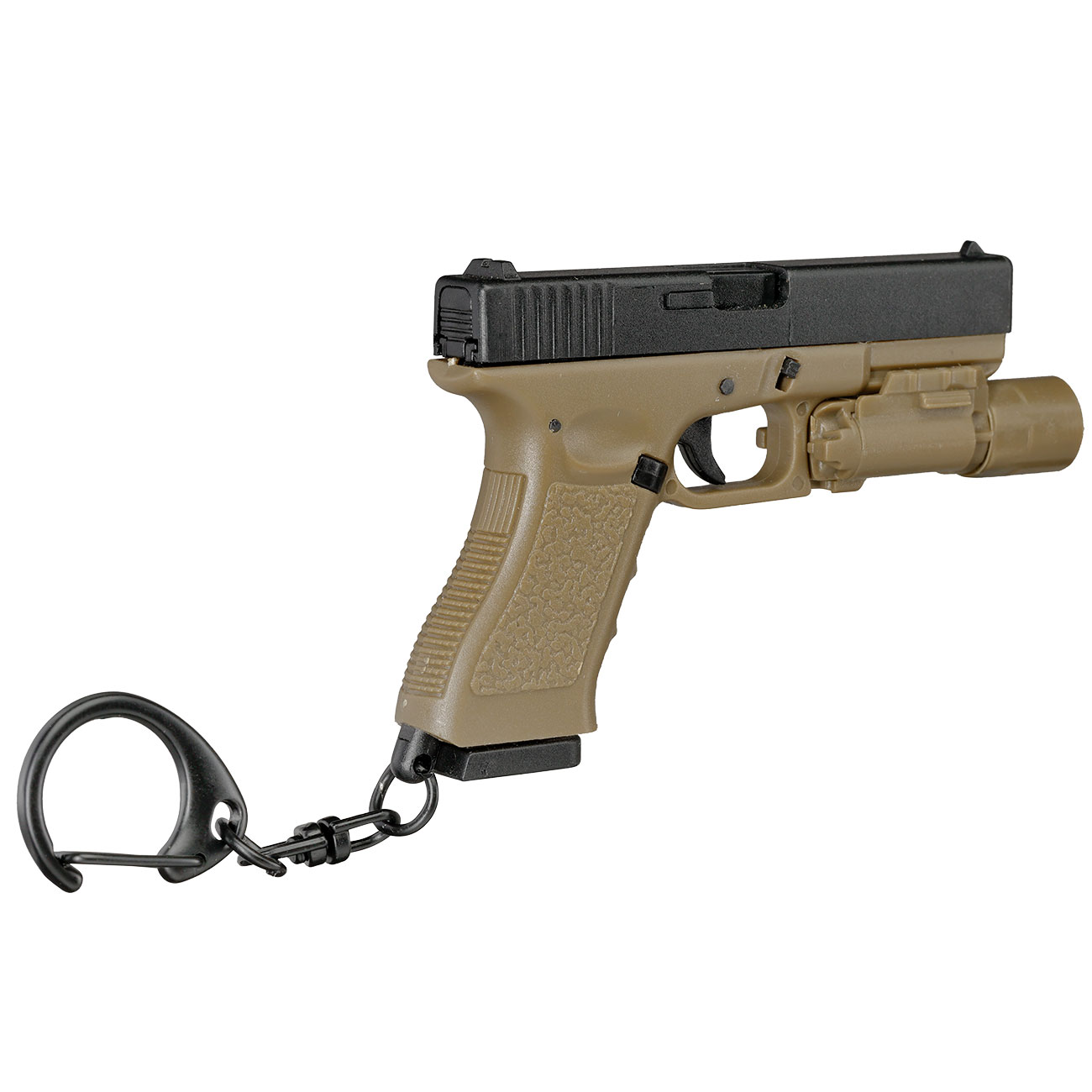 WoSport Schlsselanhnger G17 Pistole mit Lampe 1:4 Miniaturmodell tan/schwarz Bild 4