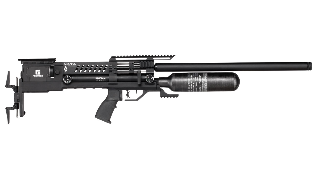 Reximex Meta Premium Pressluftgewehr 4,5mm Diabolo schwarz inkl. 2 x 14-Schuss Magazin, One-Shot-Tray und Waffenkoffer Bild 4