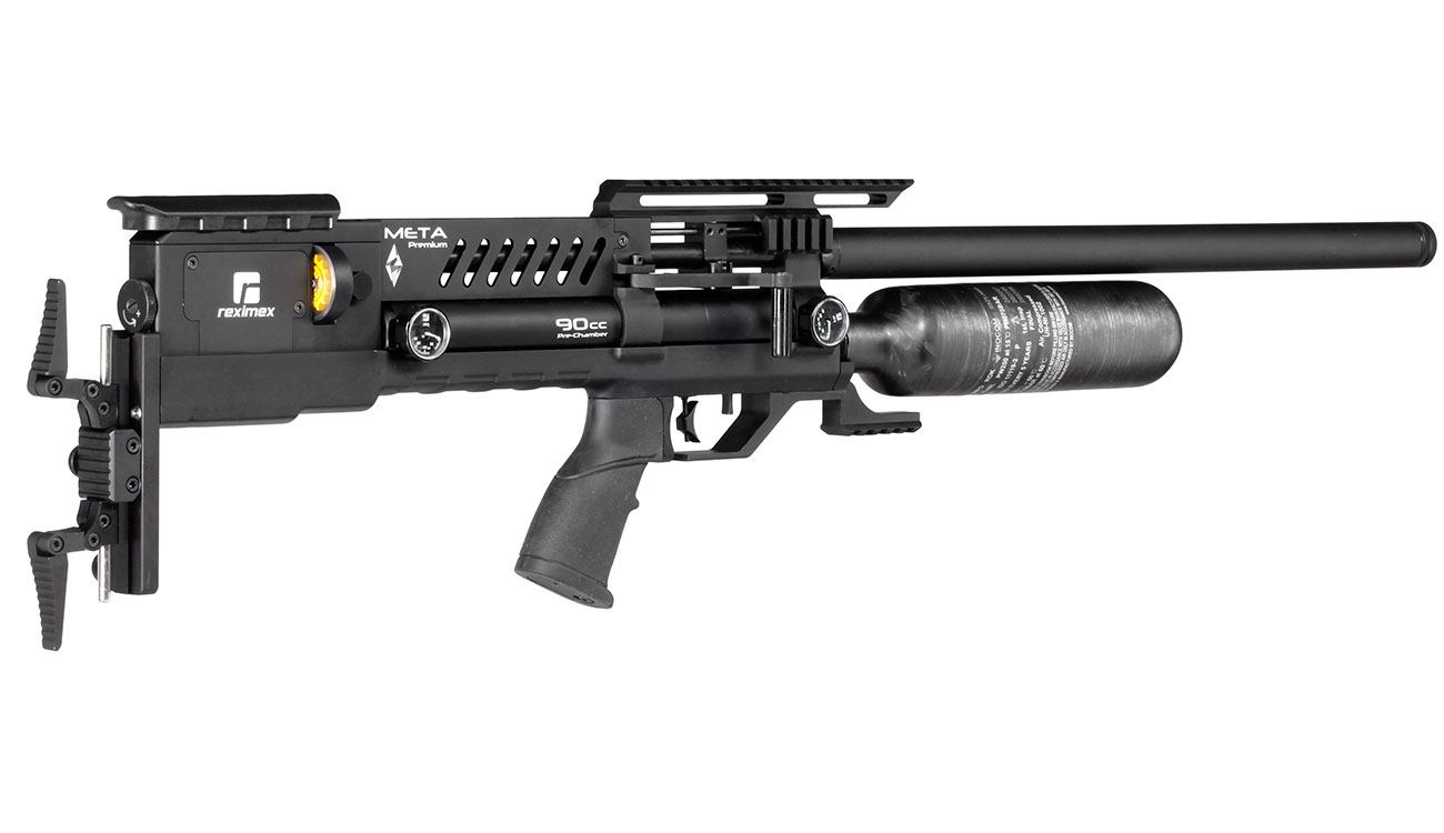 Reximex Meta Premium Pressluftgewehr 4,5mm Diabolo schwarz inkl. 2 x 14-Schuss Magazin, One-Shot-Tray und Waffenkoffer Bild 5