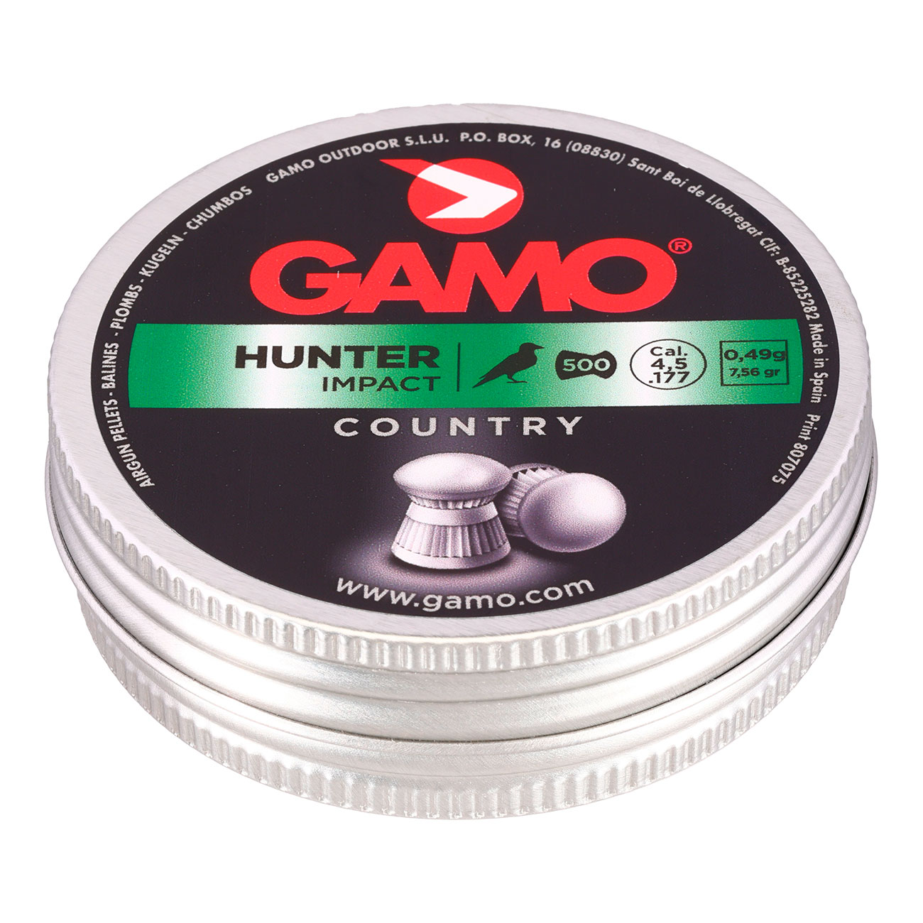 Gamo Rundkopf Diabolos Hunter Impact geriffelt Kal. 4,5mm 0,49 Gramm 500er Dose Bild 1