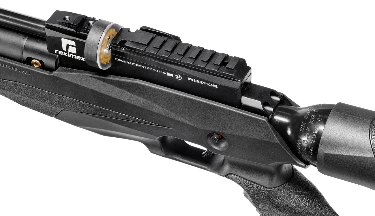 Reximex Tormenta Pressluftgewehr PCP Kal. 4,5mm Diabolo schwarz inkl. 2 x 14-Schuss Magazin und Einzelschussadapter Bild 3