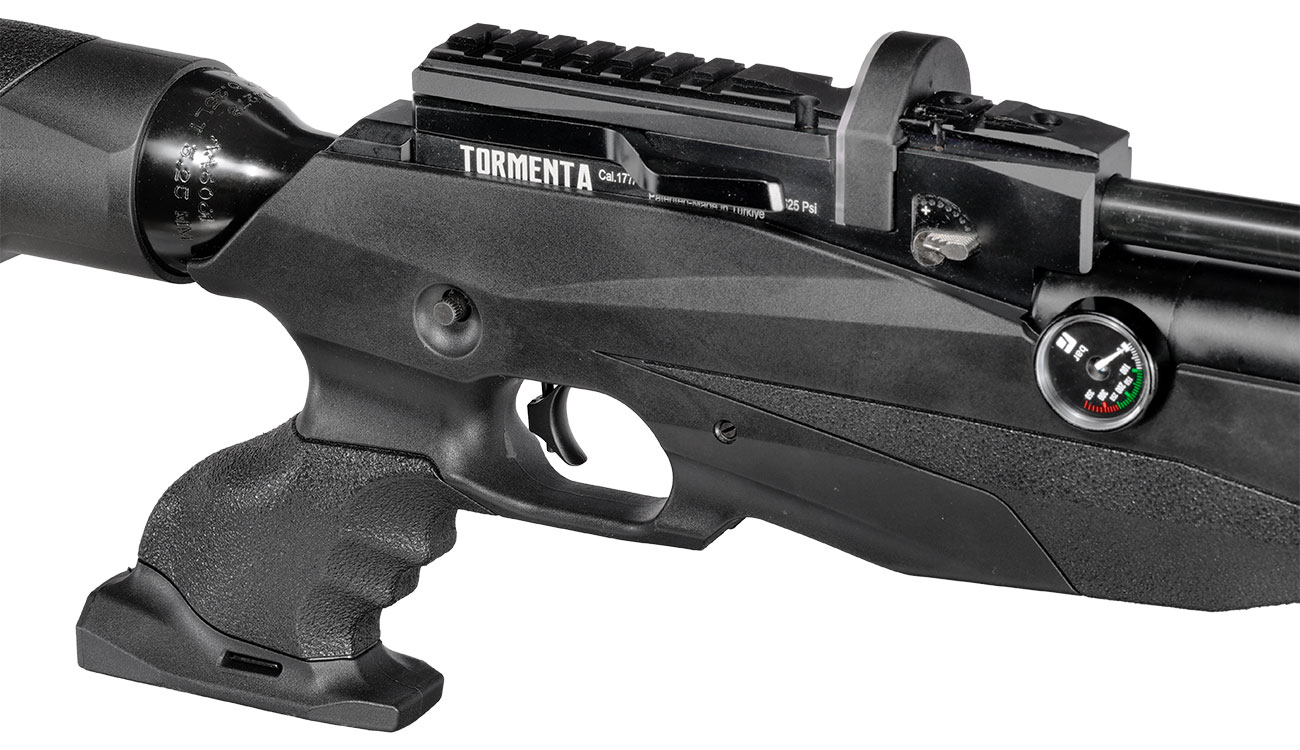 Reximex Tormenta Pressluftgewehr PCP Kal. 4,5mm Diabolo schwarz inkl. 2 x 14-Schuss Magazin und Einzelschussadapter Bild 9