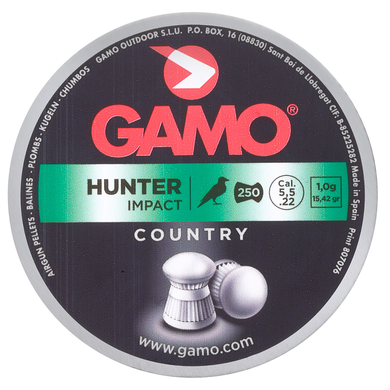 Gamo Rundkopf Diabolos Hunter Impact Kal. 5,5mm 1,0g 250er Dose Bild 3