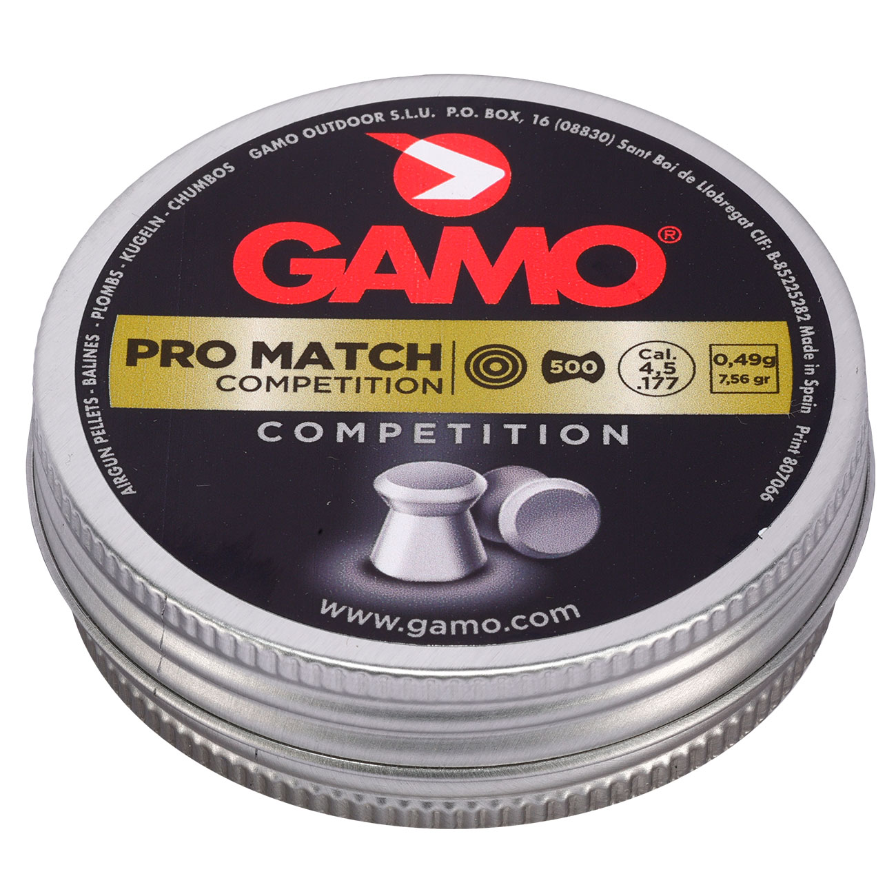 Gamo Flachkopf Diabolos Pro Match Competition Kal. 4,5mm 0,49g 500er Dose Bild 1