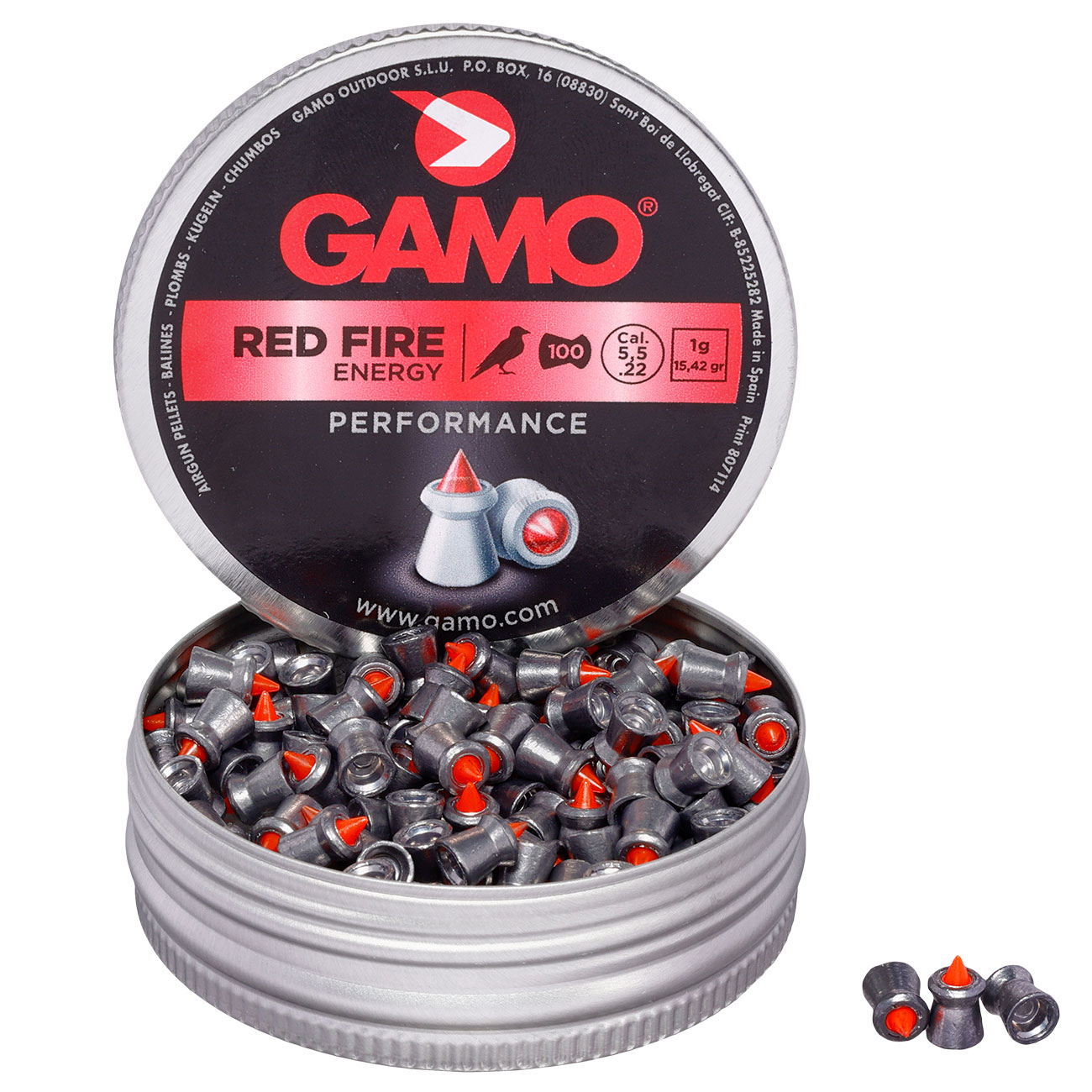 Gamo Spitzkopf Diabolos Red Fire Polymerspitze Kal. 5,5mm 1,0g 100er Dose